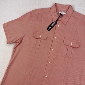 Mr. Turk Microdiamond Button-Up Shirt Men XXL Red Short Sleeve Portugal NEW